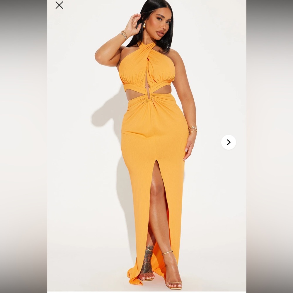 Fashion Nova Vibrant Orange Maxi Dress